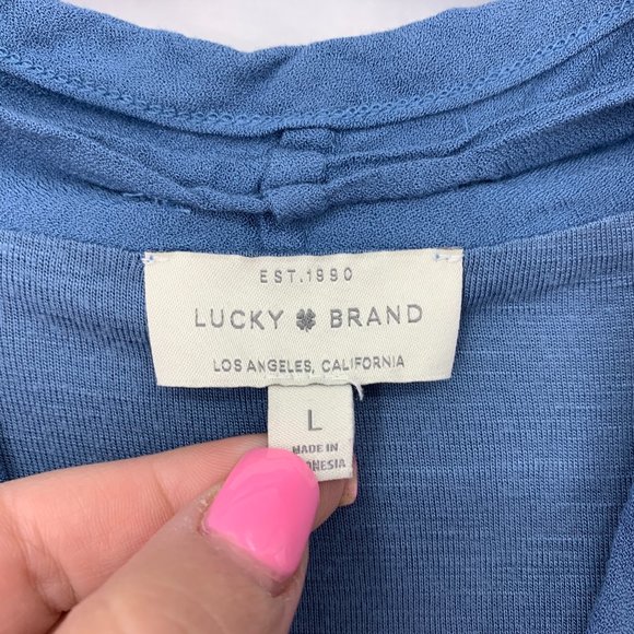 Lucky Brand Size L Blue Button Front Blouse - Picture 3 of 4